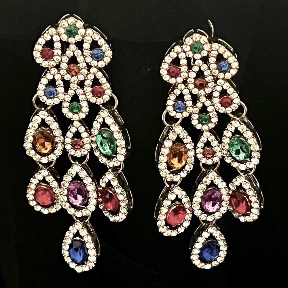 Multicolor Crystal Chandelier pierced Earrings